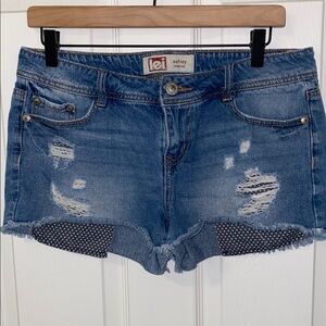 LEI Ashley Low Rise Jean Shorts Distressed Vintage-Inspired Size 11